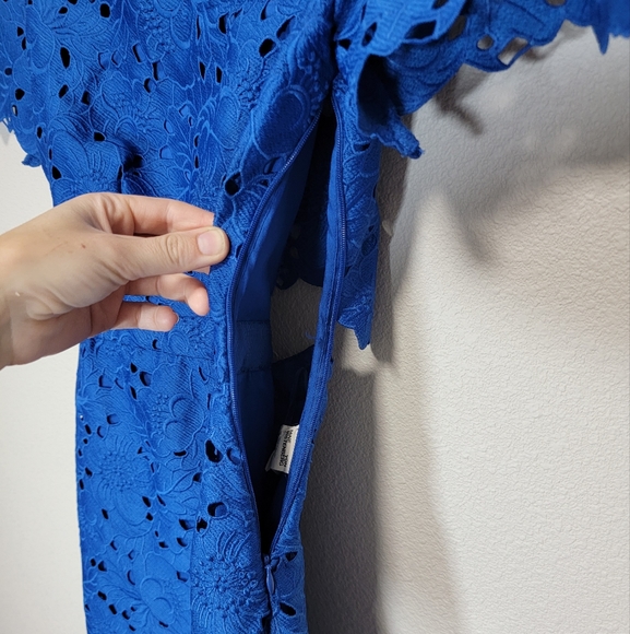 Diane von Furstenberg DVF blue floral lace open back dress - Picture 5 of 14